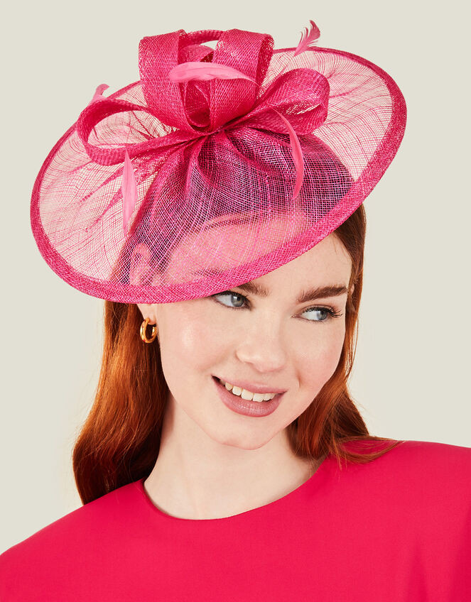 Bow Disc Fascinator, Pink (PINK), large