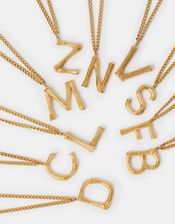 Stainless Steel Bamboo Initial Pendant Necklace, Gold (GOLD), large