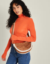 Faux Shearling Suedette Sling Bag, , large