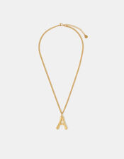 Stainless Steel Bamboo Initial Pendant Necklace, Gold (GOLD), large