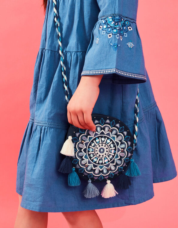 Round Tassel Cross-Body Bag, , large