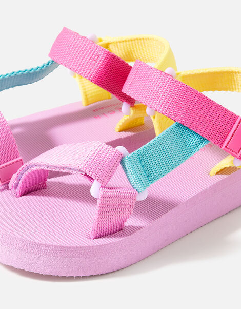 Girls Colour Block Trekker Sandals Multi, Multi (BRIGHTS-MULTI), large
