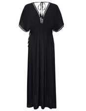 Plunge Maxi Dress, Black (BLACK), large