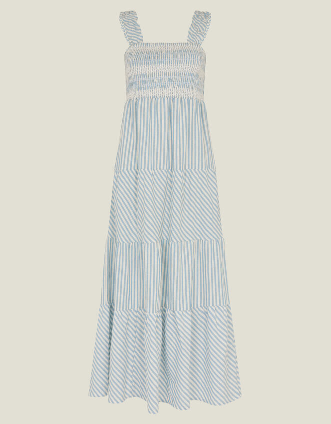 Stripe Tiered Maxi Dress, Blue (BLUE), large