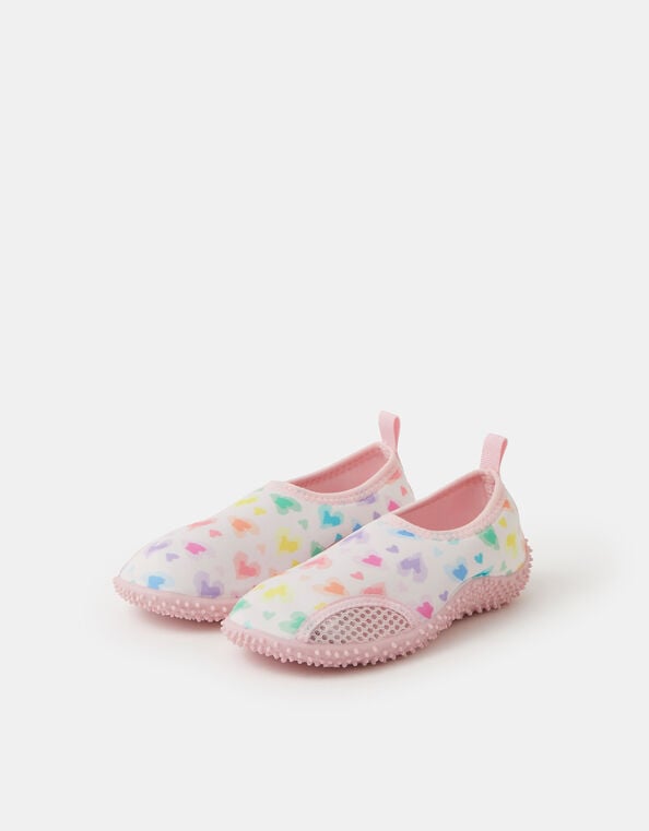 Girls Heart Print Water Shoes, Multi (PASTEL MULTI), large