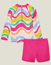 Girls Wavy Stripe Set Swim Set, Multi (BRIGHTS MULTI), large