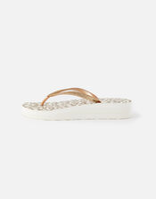 Glitter Leopard Wedge Flip Flops, Gold (GOLD), large