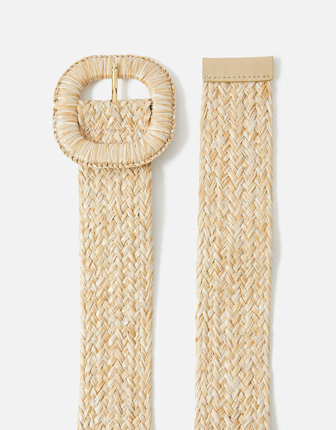 Natural Weave Square Buckle Belt, Natural (NATURAL), large