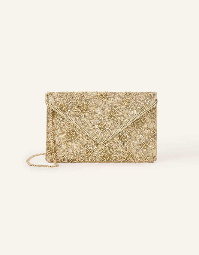 Embellished Classic Clutch Bag, Gold (GOLD), large