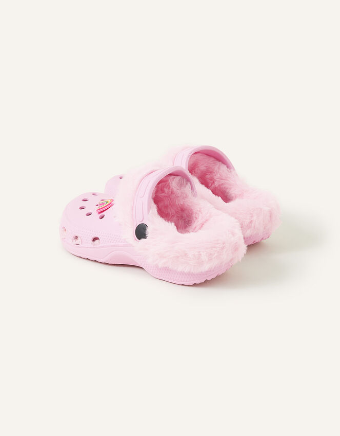 Girls Charm Faux Fur Clogs, Pink (PINK), large
