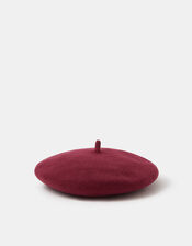 Plain Wool Beret, Red (BURGUNDY), large