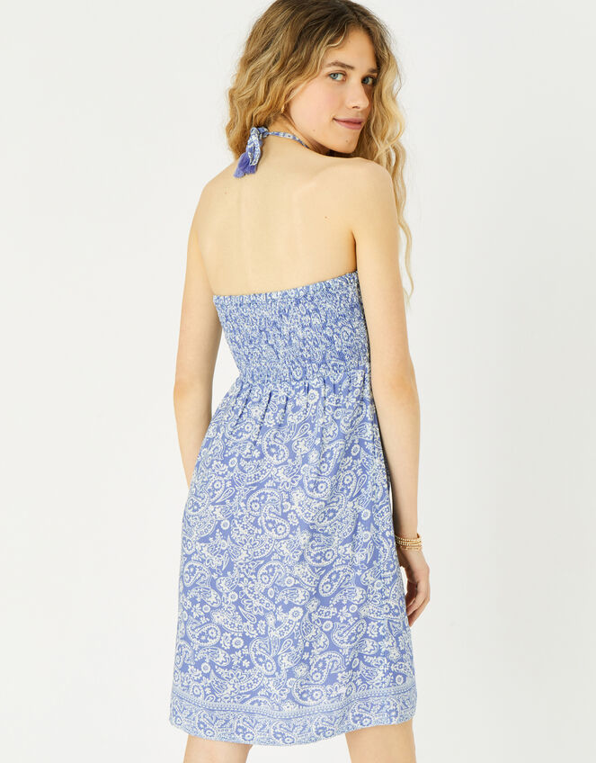 Paisley Bandeau Dress , Blue (NAVY), large