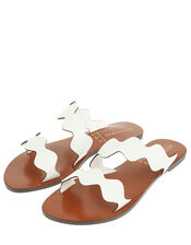 Scalloped Strap Sliders, White (WHITE), large