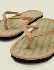 Plain Seagrass Flip Flops, Nude (NUDE), large