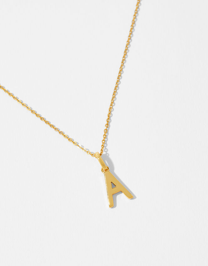 Gold Vermeil Initial Pendant Necklace - A, , large