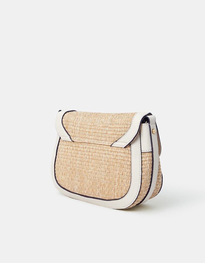 Woven Satchel Cross-Body Bag, Cream (CREAM), large