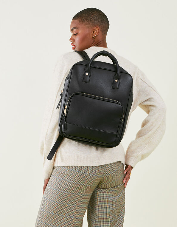 Pocket Top Handle Backpack, Black (BLACK), large