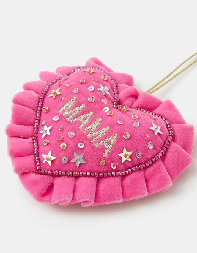Mama Velvet Heart Christmas Tree Decoration, , large