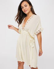 Lace Trim Crinkle Kaftan, Cream (CREAM), large