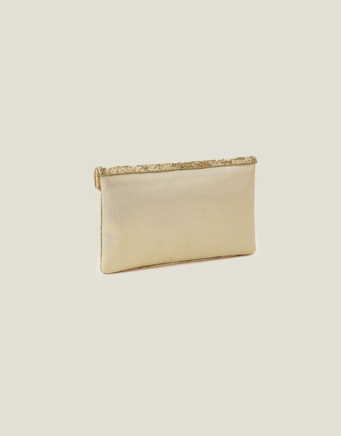 Tara Hand-Beaded Clutch Bag, Gold (GOLD), large