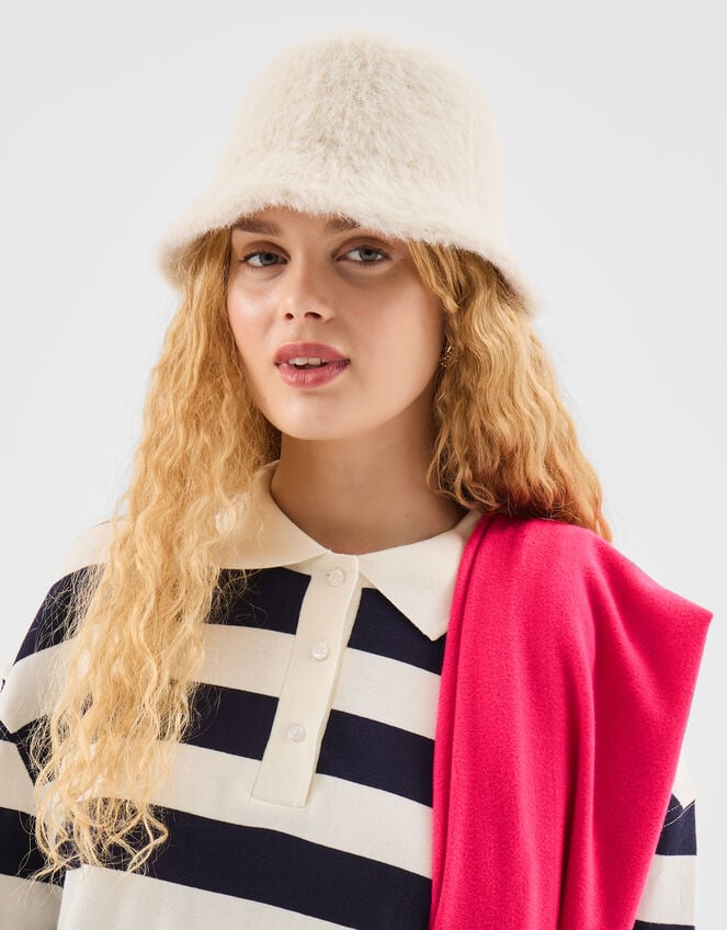 Fluffy Bucket Hat, Natural (NATURAL), large