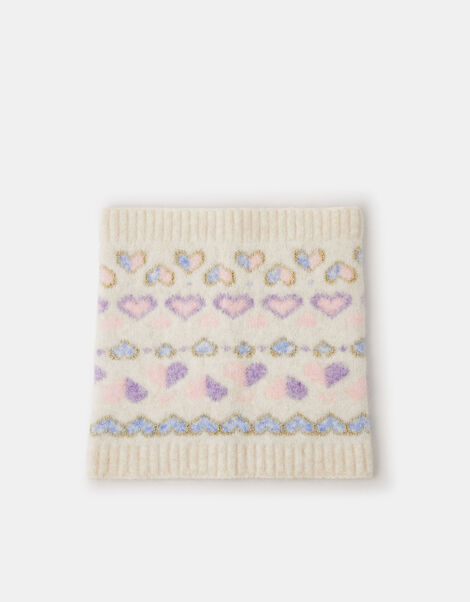 Girls Heart Fair Isle Snood, Multi (PASTEL MULTI), large