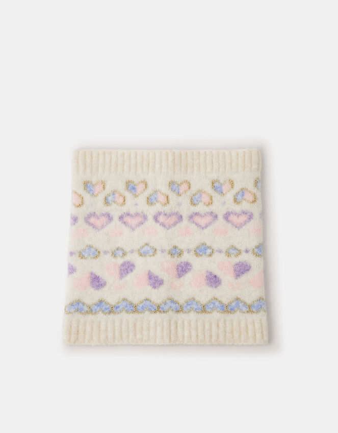 Girls Heart Fair Isle Snood, Multi (PASTEL MULTI), large