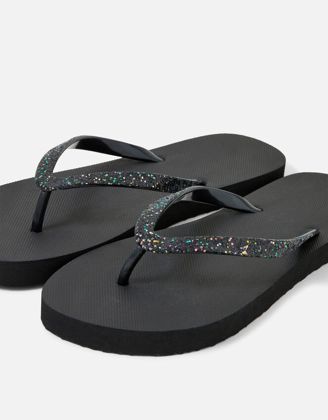 Glitter Flip Flops, Black (BLACK), large