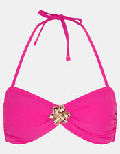 Flower Buckle Bandeau Bikini Top, Pink (PINK), large