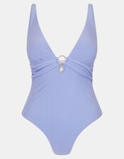 Shimmer Plunge Swimsuit, Blue (BLUE), large