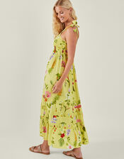 Botanical Print Maxi Dress, Yellow (YELLOW), large