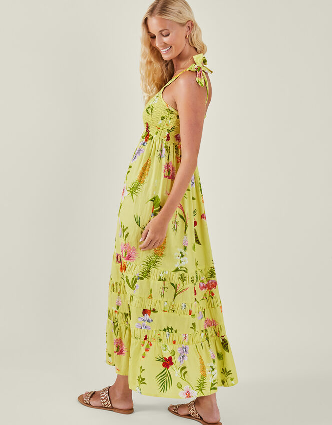 Botanical Print Maxi Dress, Yellow (YELLOW), large