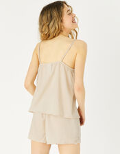 Satin and Lace PJ Set, Camel (BEIGE), large