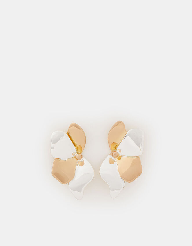 Mixed Metal Flower Stud Earrings, , large