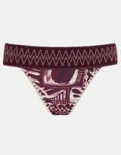 Abstract Print Band Bikini Bottoms, Purple (PURPLE), large