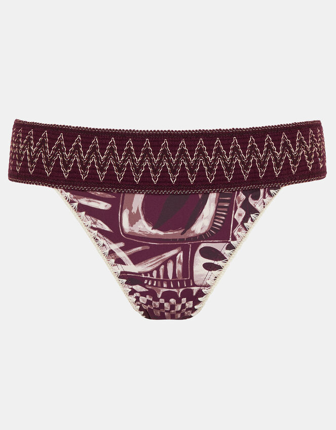 Abstract Print Band Bikini Bottoms, Purple (PURPLE), large