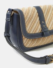 Woven Crossbody Bag, Blue (NAVY), large