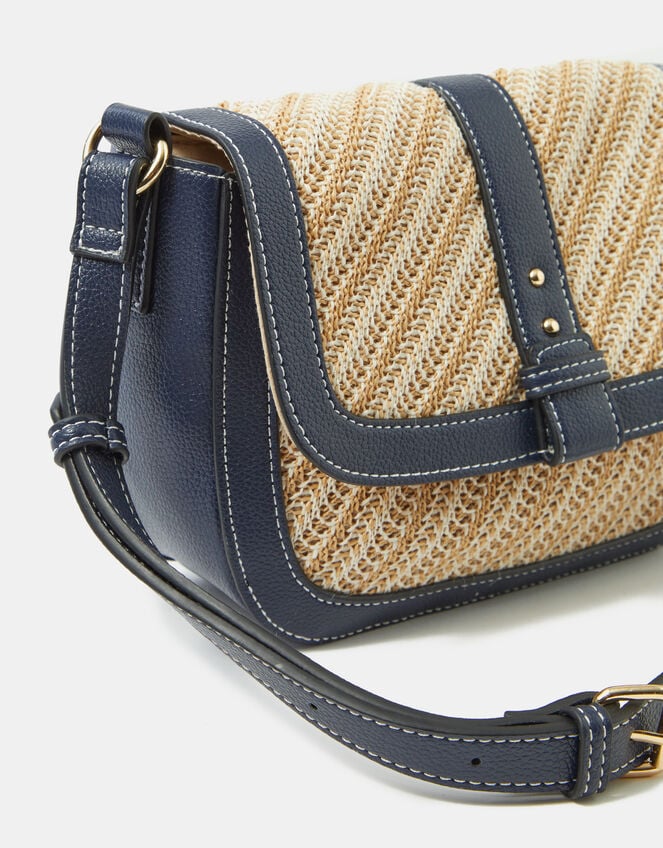 Woven Crossbody Bag, Blue (NAVY), large