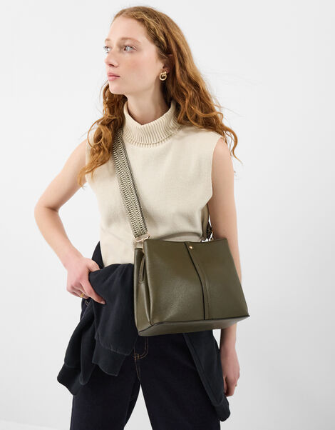 Webbing Strap Crossbody Bag, Green (OLIVE), large