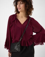 Metallic Leather Crossbody Bag, Black (BLACK), large