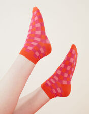 Gingham Print Socks, , large