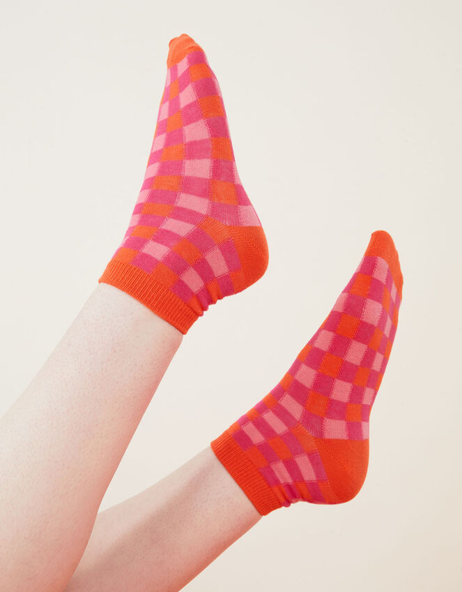 Gingham Print Socks, , large