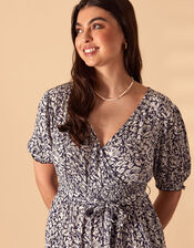 Ditsy Print Wrap Jumpsuit in LENZING™ ECOVERO™, Blue (NAVY), large