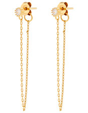 Gold-Plated Chain and Crystal Drop Earrings, , large