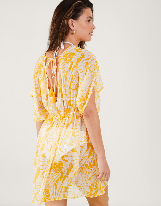 Leaf Print Kaftan, Yellow (YELLOW), large