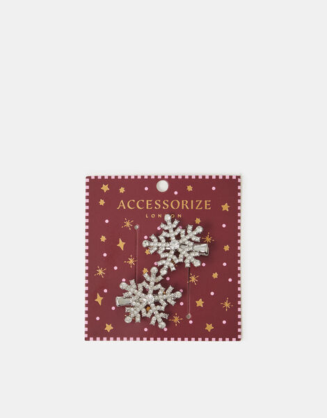 2-Pack Christmas Snowflake Snap Hair Clips, , large