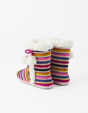 Stripe Knit Slipper Boots, Multi (BRIGHTS-MULTI), large