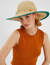 Shell Beaded Floppy Hat, , large