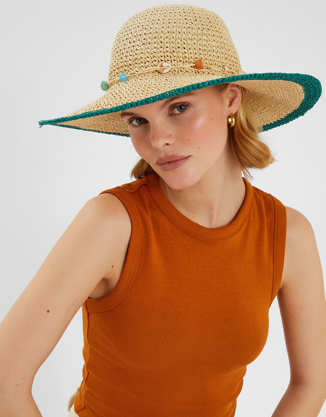 Shell Beaded Floppy Hat, , large