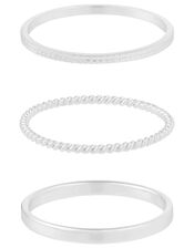 Sterling Silver Slim Stacking Ring Set, Silver (ST SILVER), large